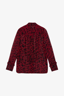 Printed Light Georgette Ruffle Shirt | Syrah