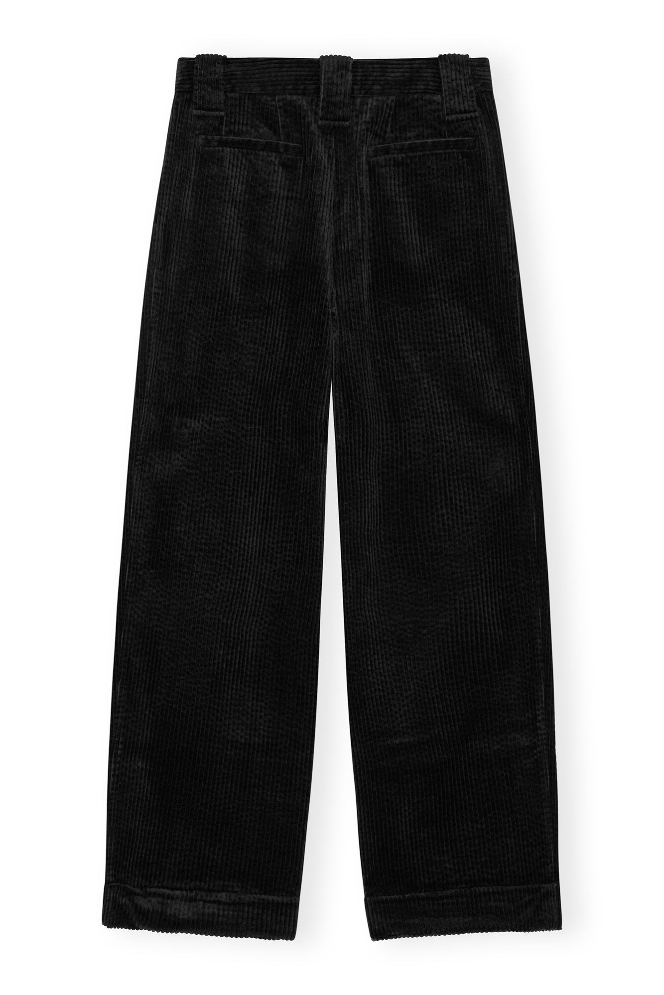 Corduroy Loose Fit Mid Waist Pleat Pants | Black