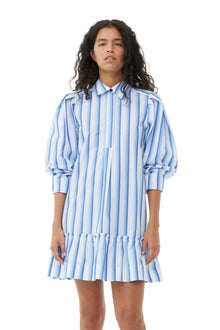 Stripe Cotton Mini Shirt Dress | Silver Lake Blue