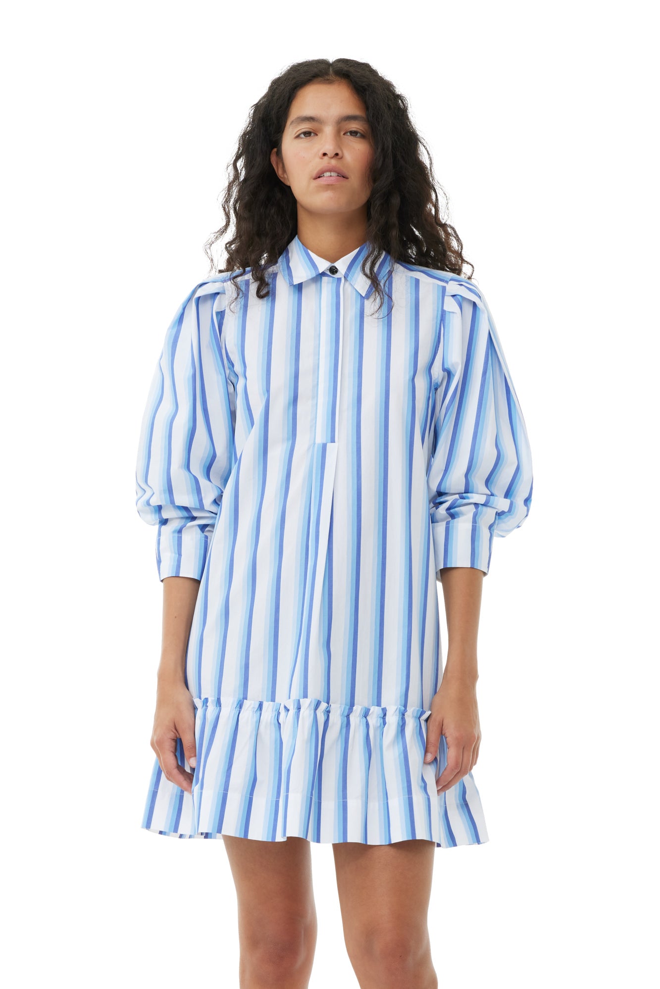 Stripe Cotton Mini Shirt Dress | Silver Lake Blue
