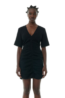 Textured Suiting Mini Dress | Black