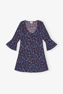 Printed Crepe U-neck Mini Dress | Port Royale