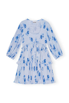 Pleated Georgette Flounce Smock Mini Dress | Heather