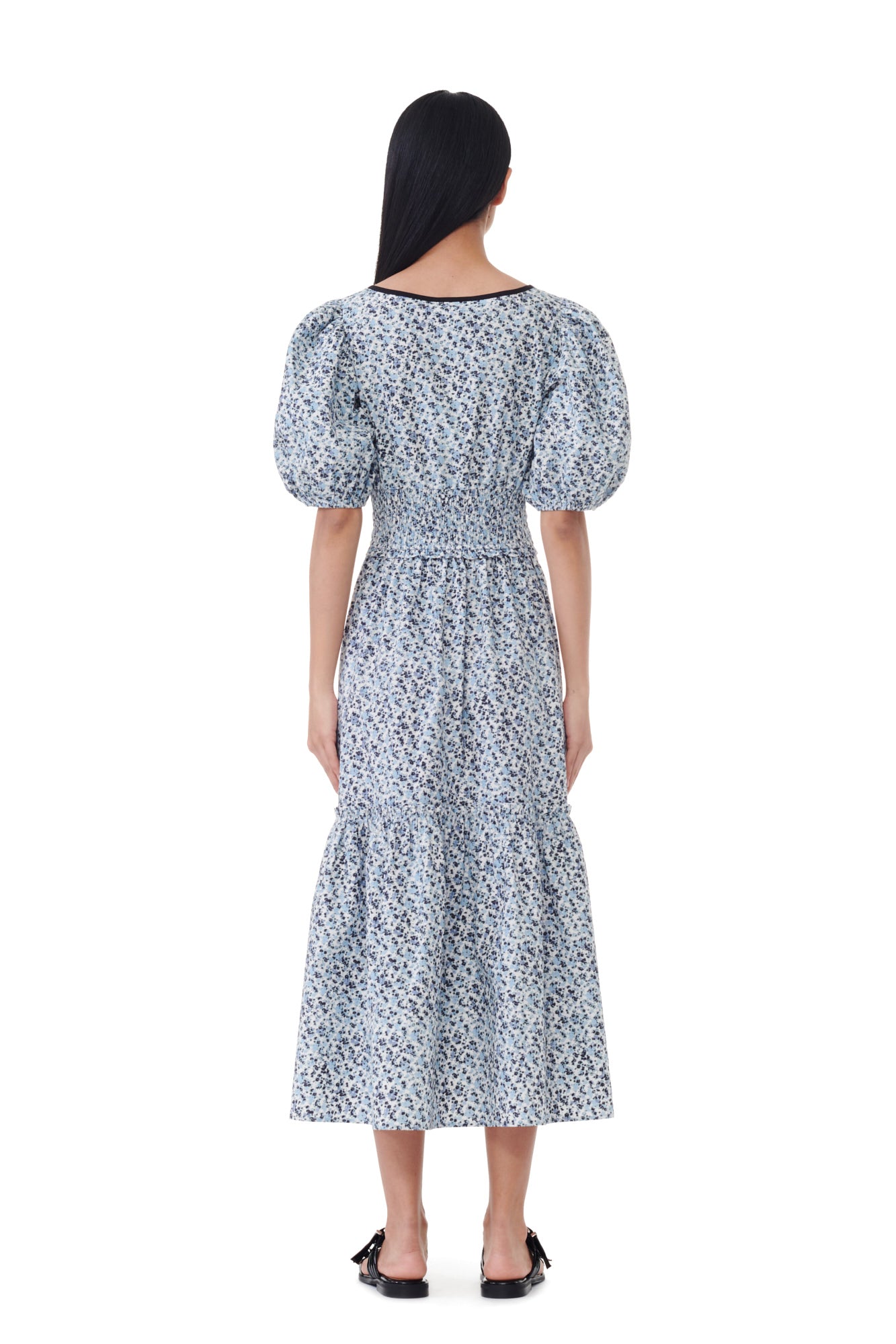 Printed Cotton Long Smock Dress | Glacier Lake