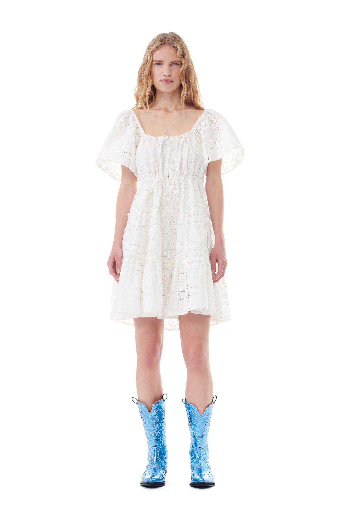Light Broderie Anglaise Layer Dress | Egret
