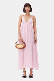 Changeant Satin Strap Dress | Chalk Pink