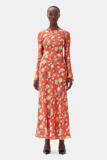 Printed Satin Maxi Dress | Poinciana