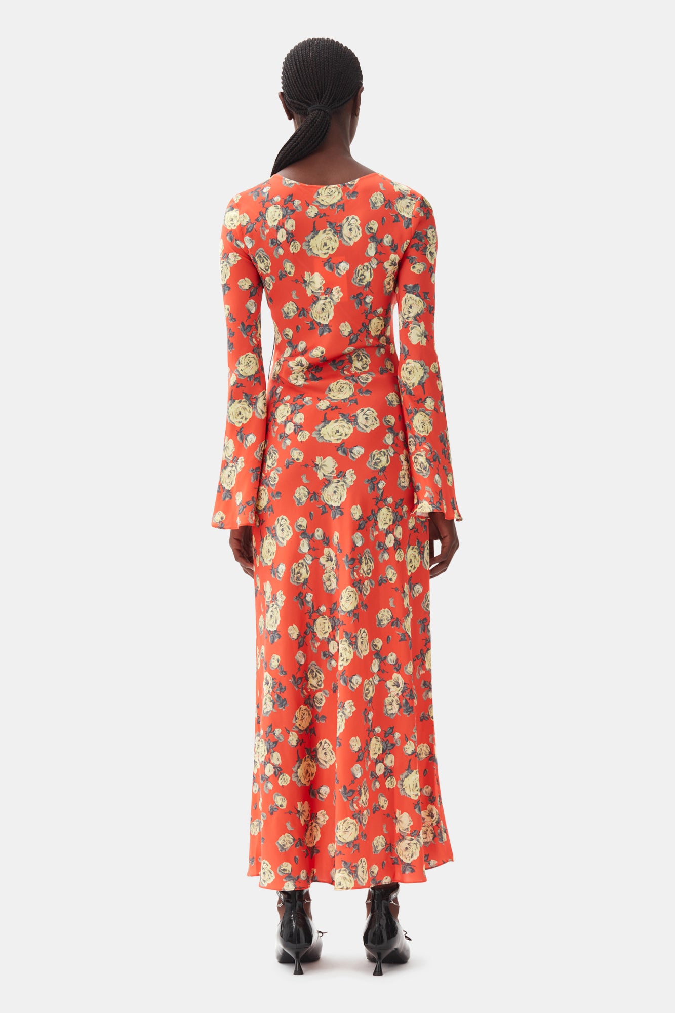 Printed Satin Maxi Dress | Poinciana