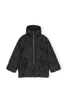 Nylon Tech Puffer Midi Jacket | Black