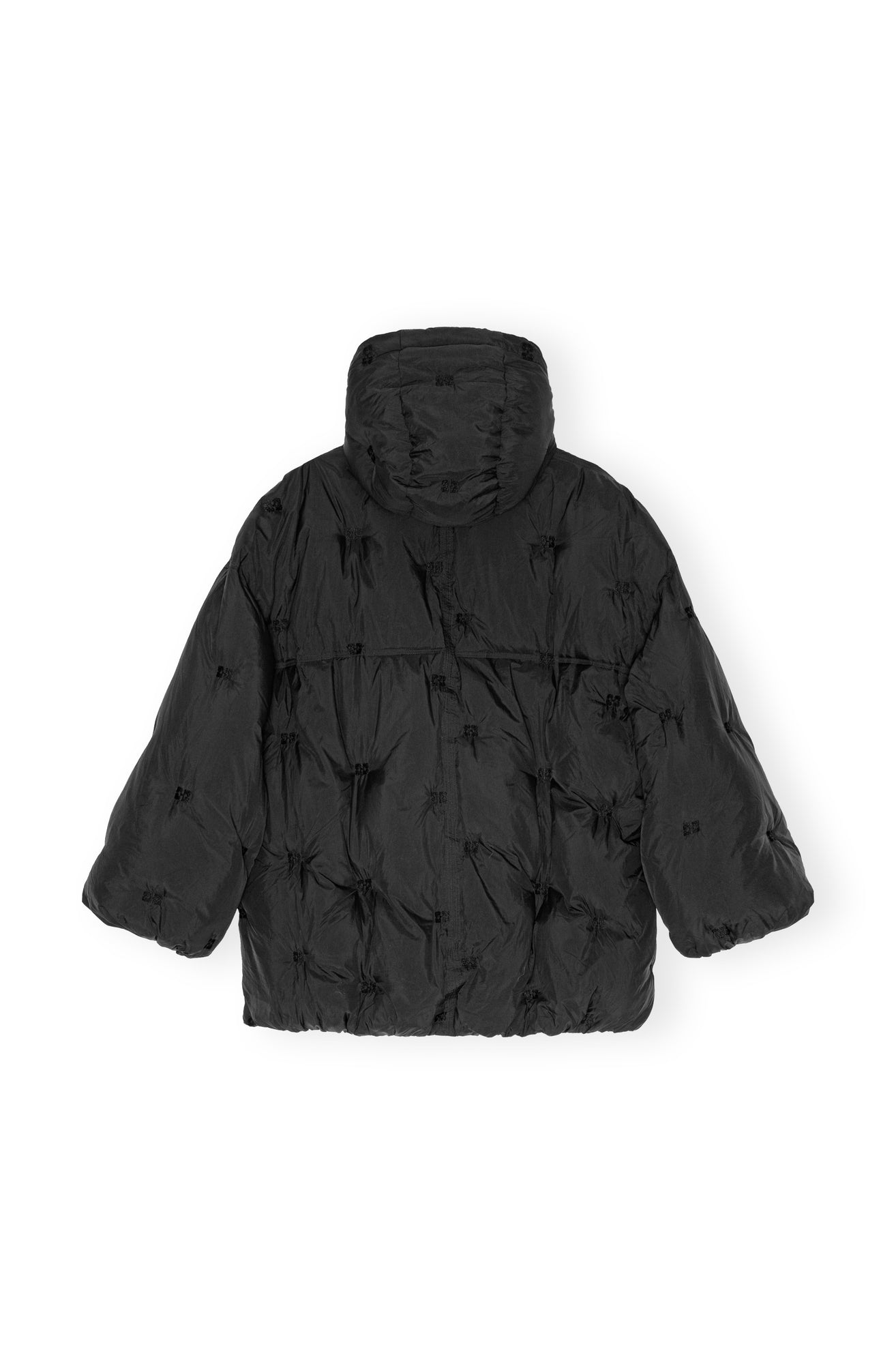 Nylon Tech Puffer Midi Jacket | Black