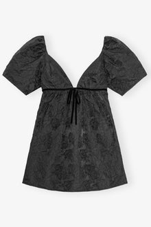 Botanical Jacquard Mini Dress | Black
