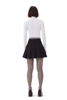 Light Twill Pleated Mini Skirt | Black