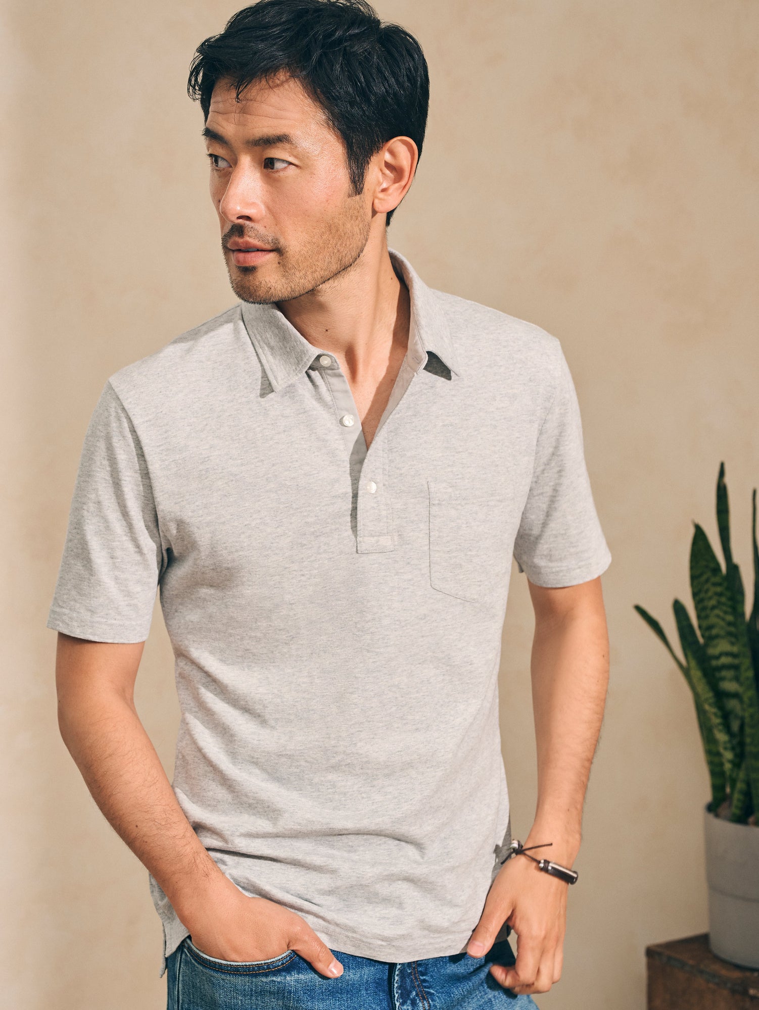 Mens - Sunwashed Polo | Heather Grey