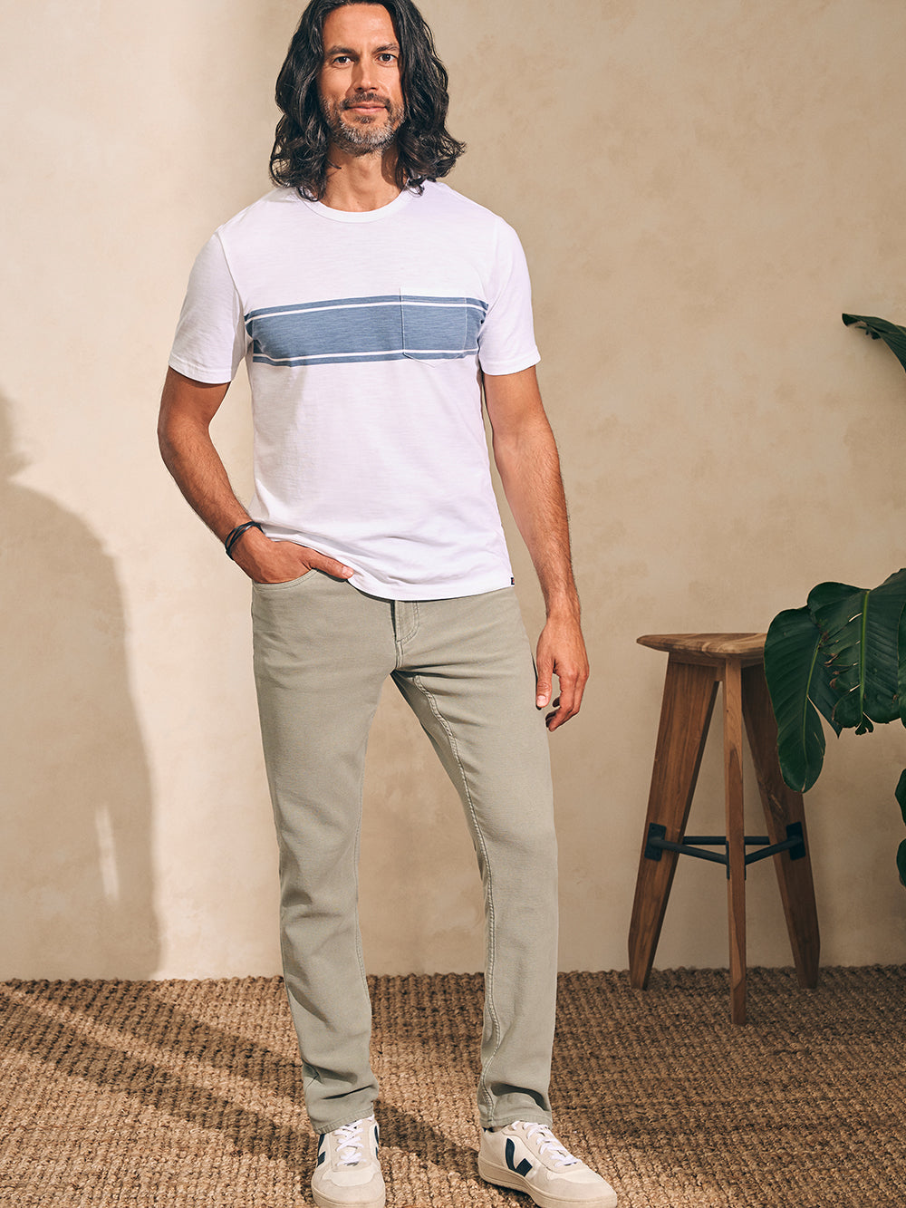 Mens - Surf Stripe Sunwashed Tee | White Surf Stripe