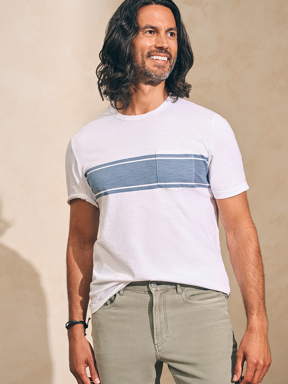 Mens - Surf Stripe Sunwashed Tee | White Surf Stripe