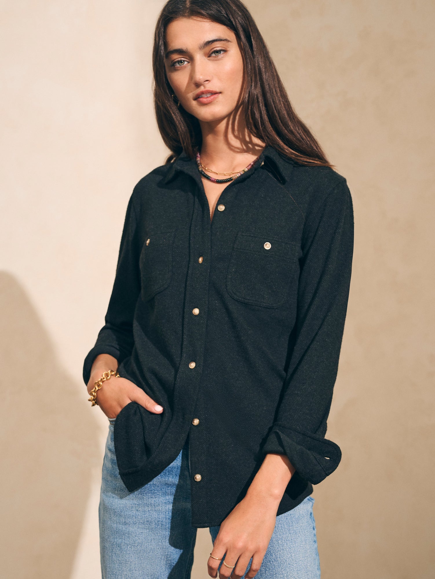 Womens - Legend Sweater Shirt | Heathered Black Twill