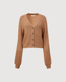 Ribbed Cardigan | Camel