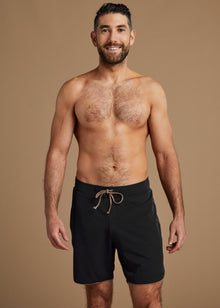 DALLAS SWIM SHORT - BLACK - TAN + LINES by Sivan Ayla