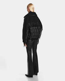 Women | ZOLA Down & Wool Fringe Jacket | Black
