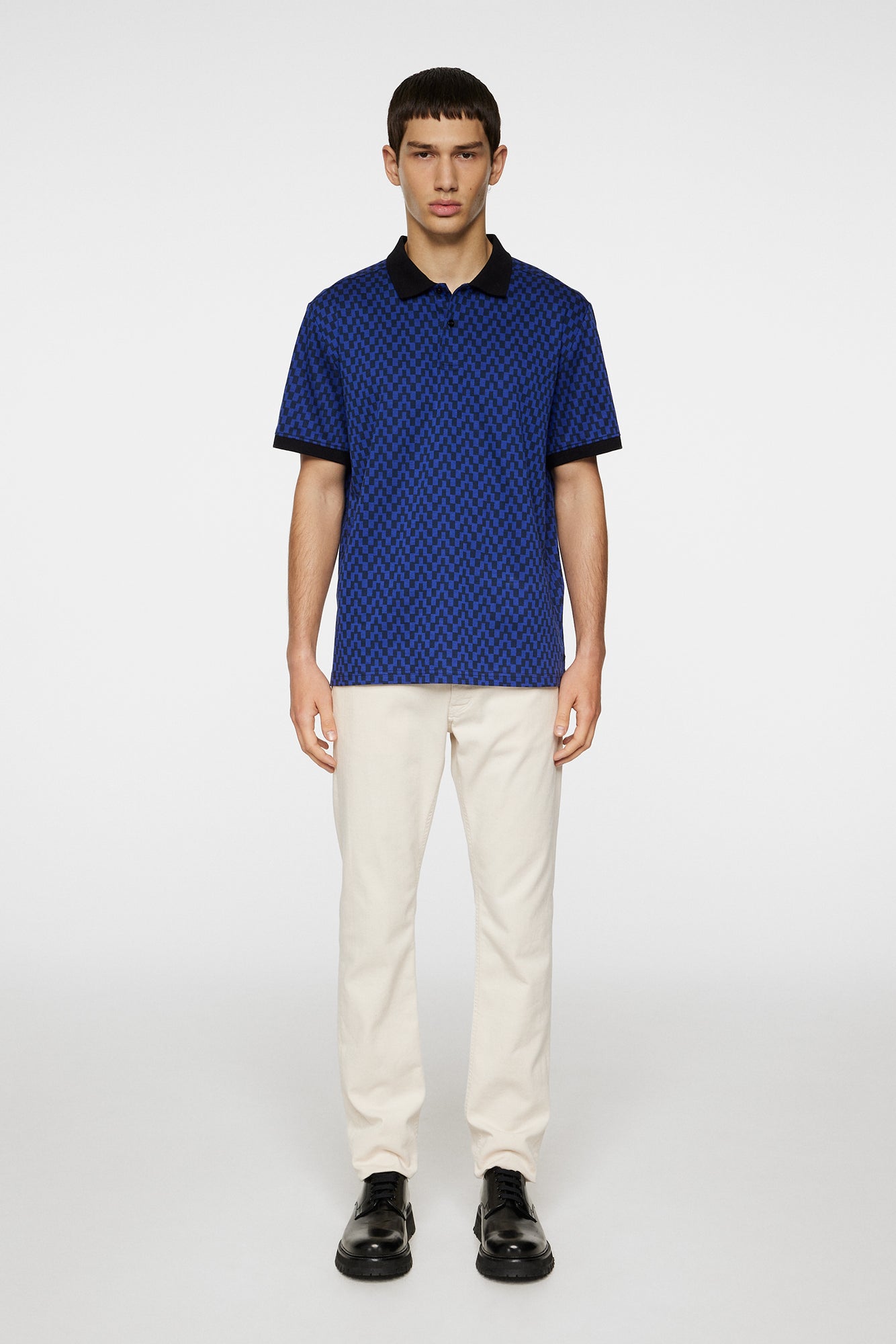 Men | Devon Jacquard Polo | Bridge Stack Blue