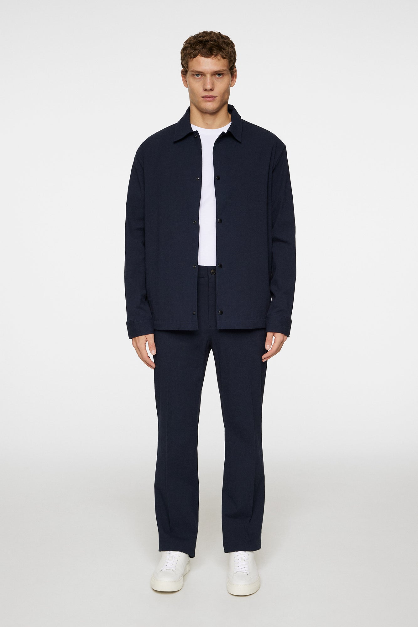 Men | Celian Seersucker Overshirt | JL Navy