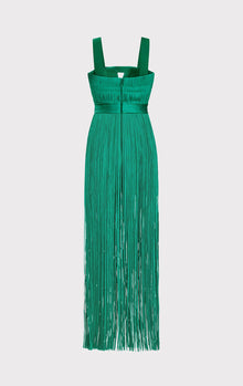 Contour Bust Wide Strap Fringe Gown | Cypress