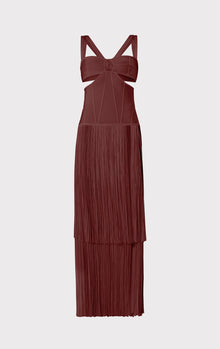 Strappy Fringe Gown With Cut Out | Mahogany