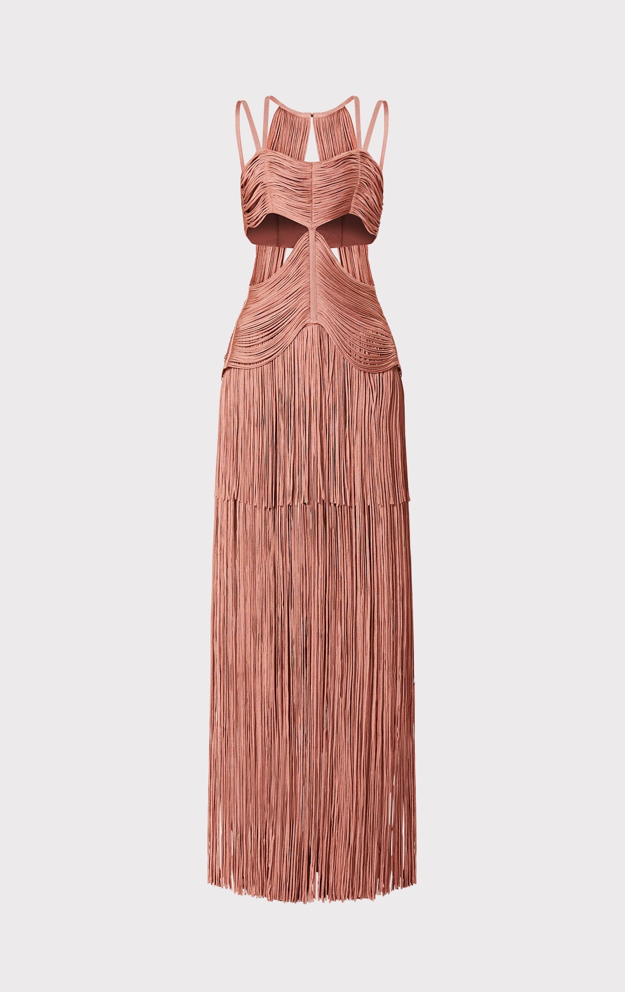 Strappy Bandeau Fringe Gown | Terracotta