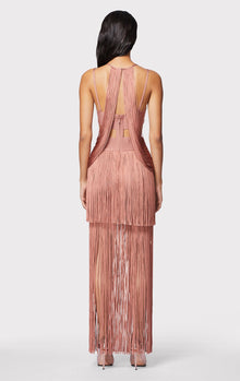 Strappy Bandeau Fringe Gown | Terracotta