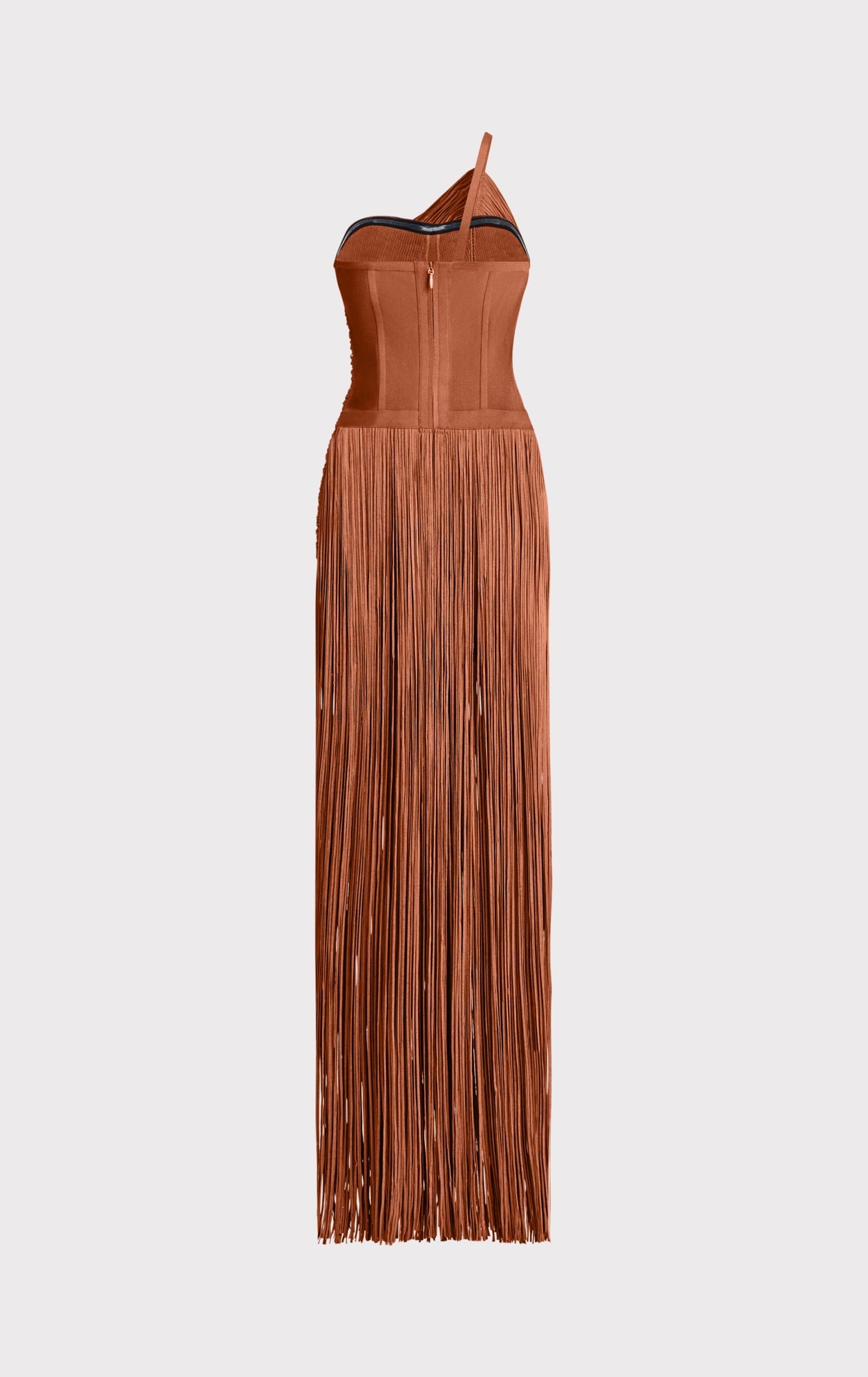 Draped Fringe One Shoulder Gown | Ginger