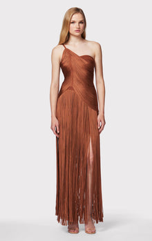 Draped Fringe One Shoulder Gown | Ginger