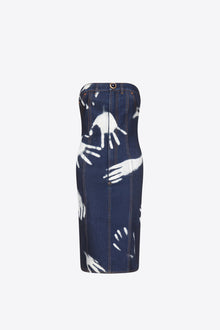 Handprint Strapless Midi Dress | Dark Blue