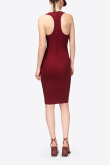 'AREA' Nameplate Tank Midi Dress | Burgundy