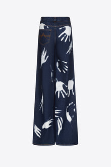 Handprint Wide Leg Jean | Dark Blue