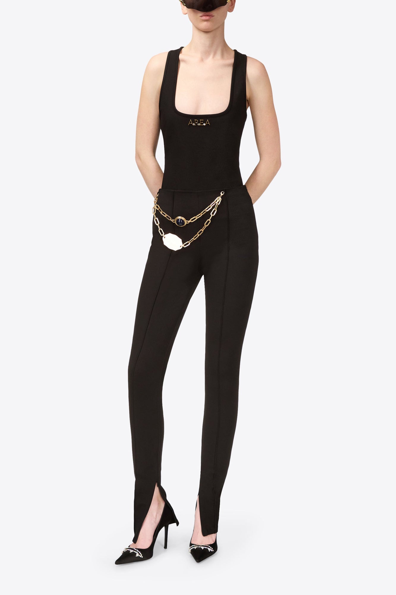 Chain Plate Belt Legging | Black