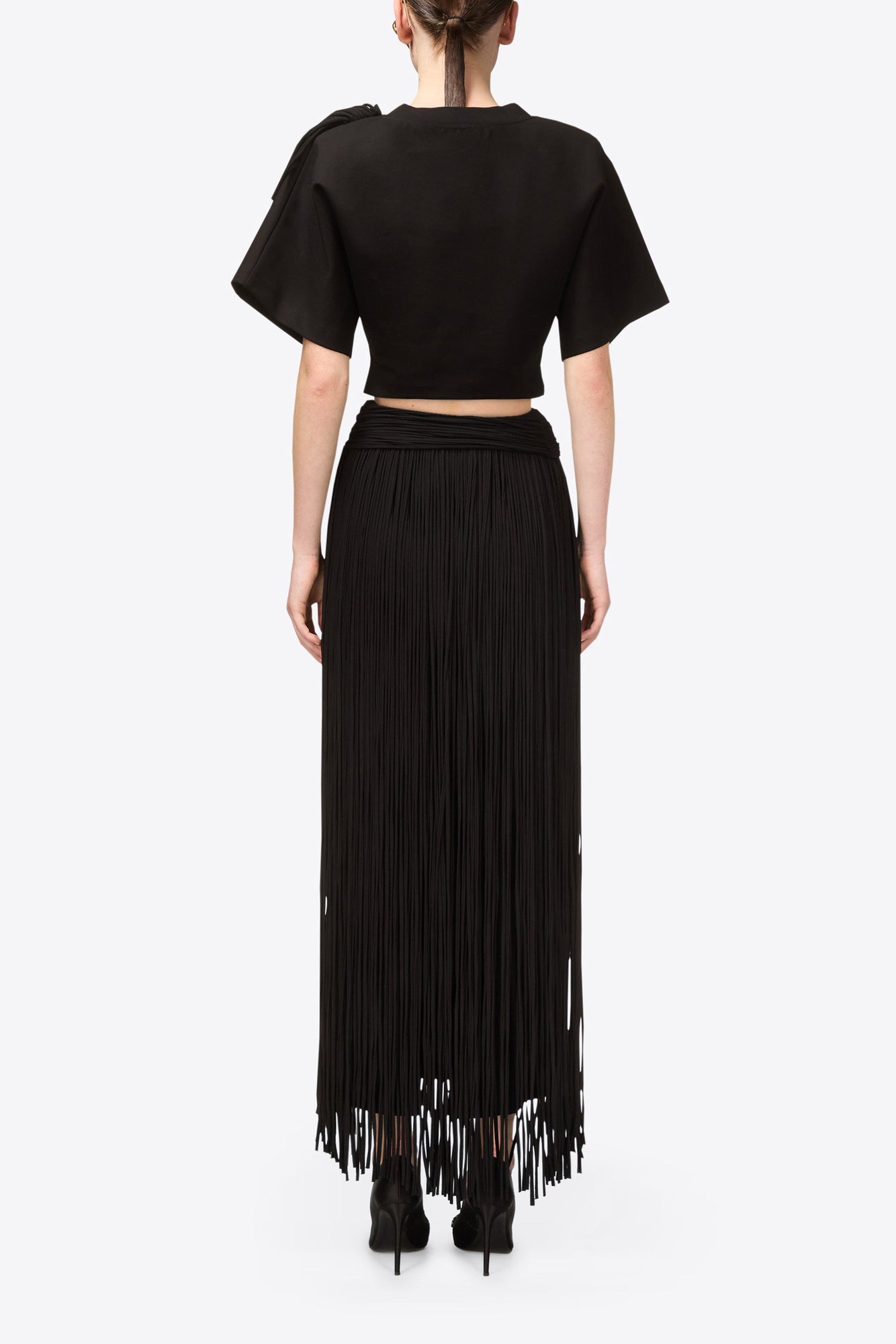 Fringe Midi Skirt | Black