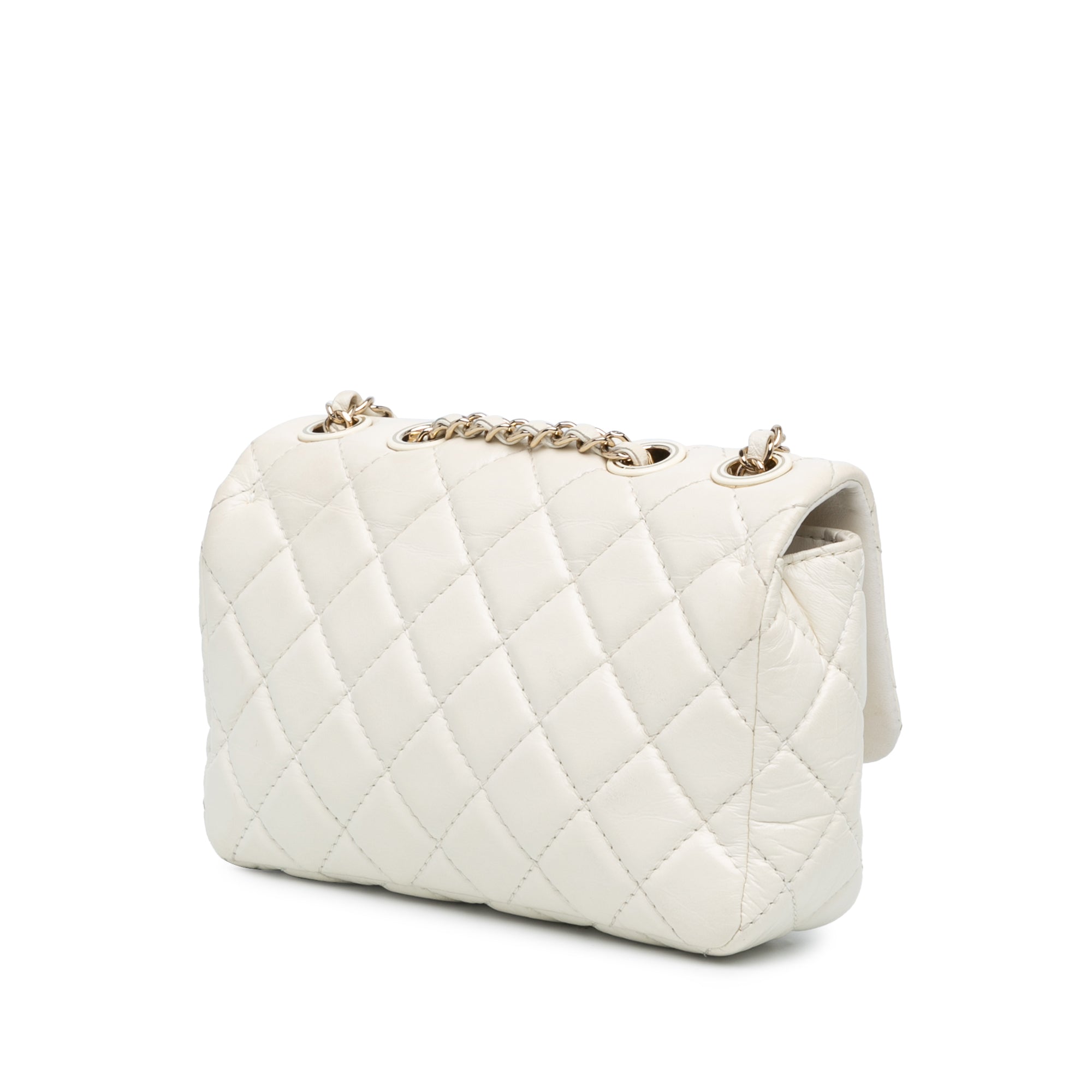 Chanel | Pre-Owned Small Mix Quilted Aged Calfskin New Clutch Flap | White/Ivory