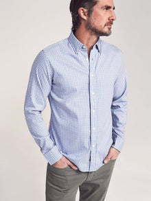 The Movement Shirt By Faherty In Light Blue Gingham