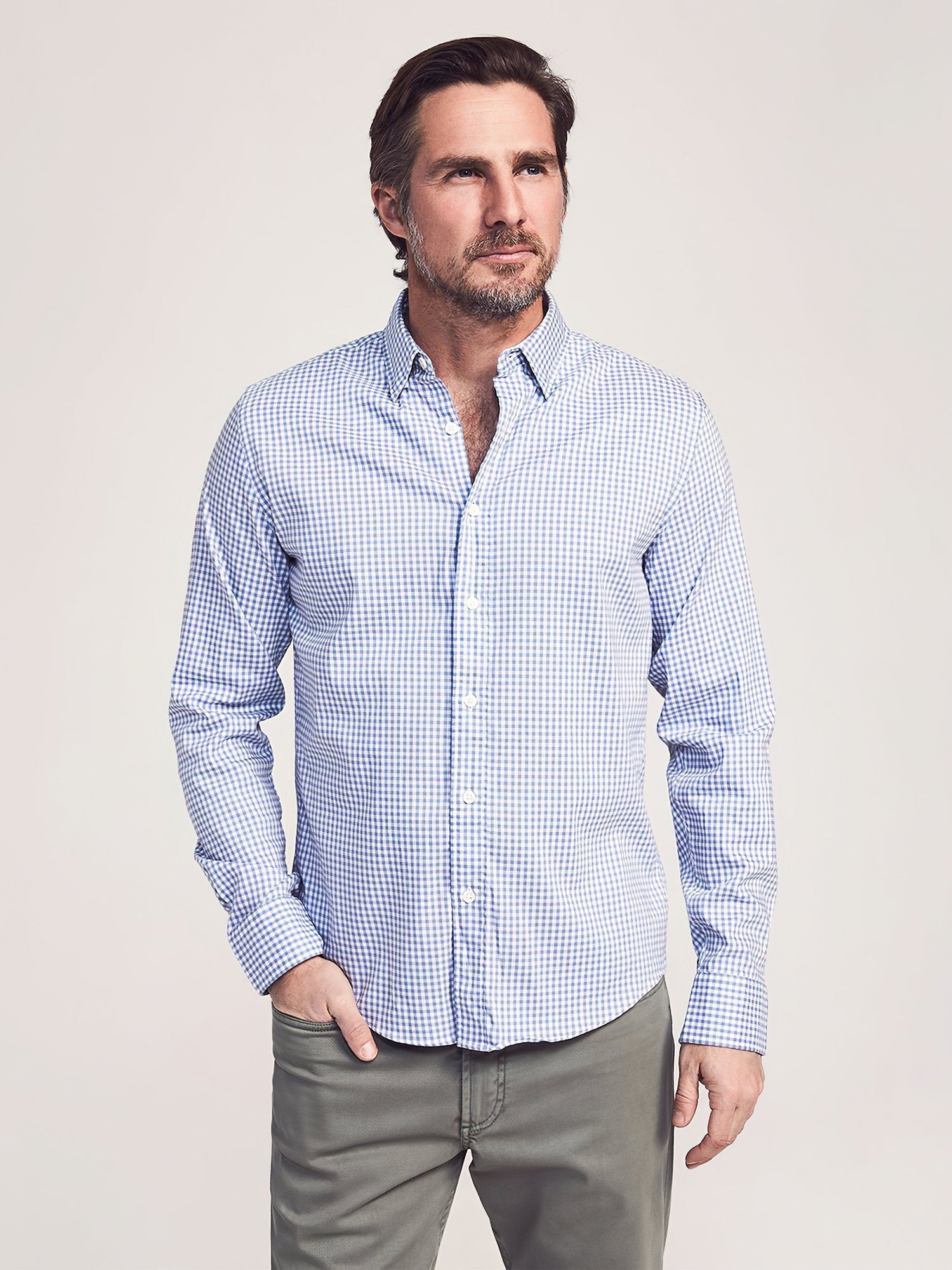 The Movement Shirt By Faherty In Light Blue Gingham