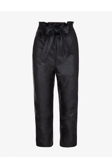 Faux Leather Paperbag Pants | Black