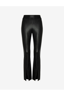 Faux Leather Split Front Pant | Black