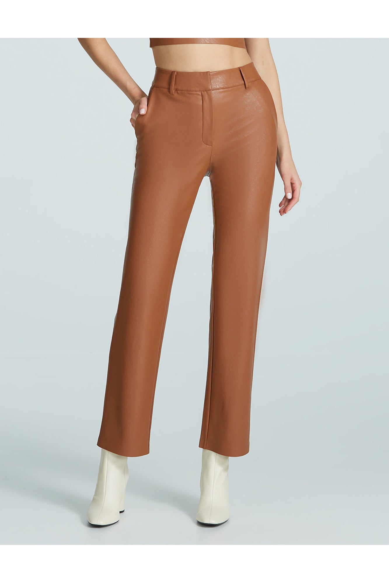 Faux Leather Trouser | Cocoa