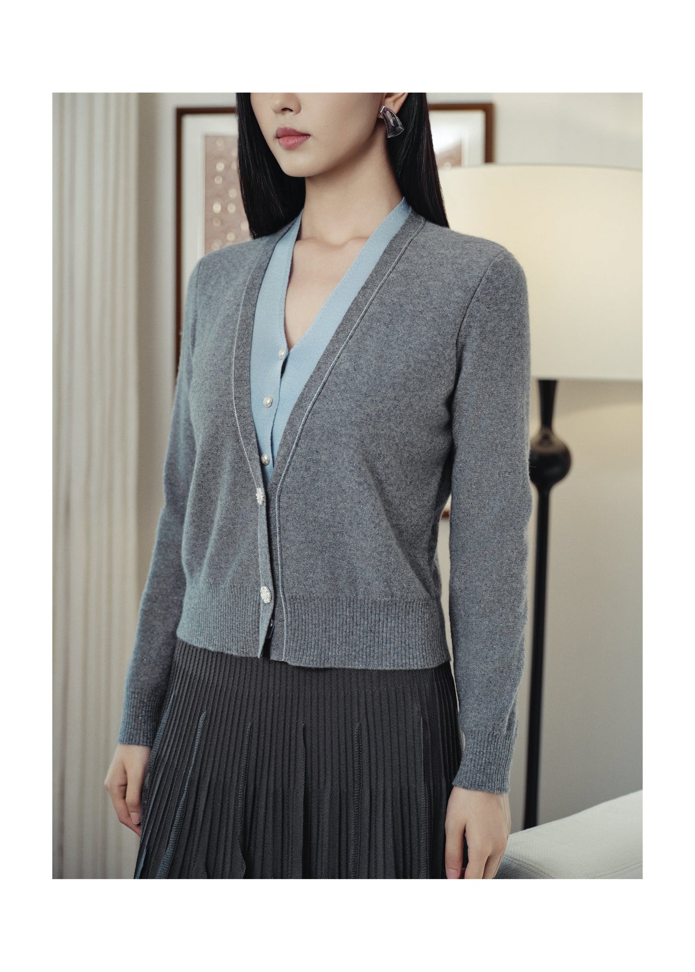 Faux Two-Piece Pullover | Grey