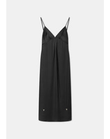 Felicita | Satin A-Line Maxi Dress | Black
