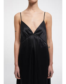 Felicita | Satin A-Line Maxi Dress | Black