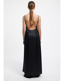 Felicita | Satin A-Line Maxi Dress | Black