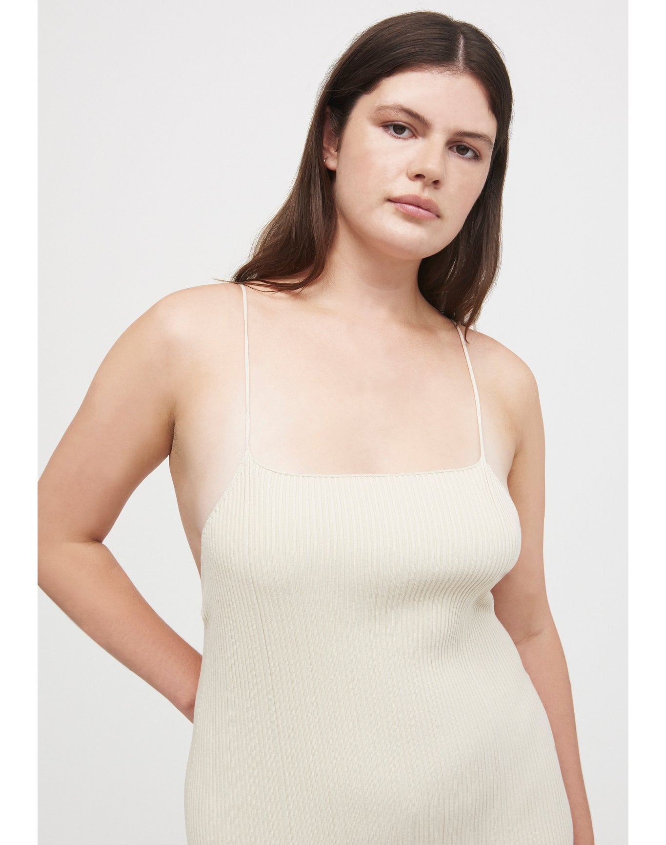 Fleur Eco Stretch | Ribbed-Knit Cami Dress | Cream