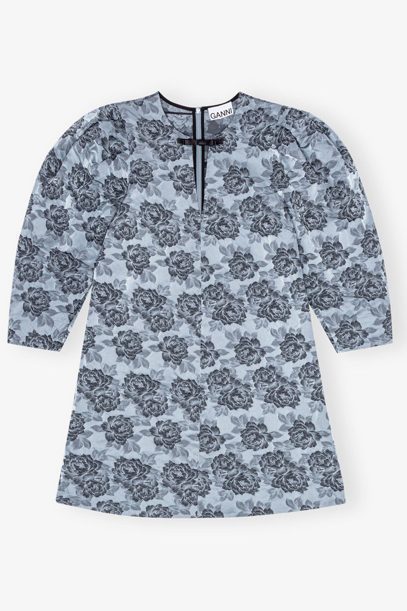 Floral Jacquard A Line Mini Dress | Illusion Blue
