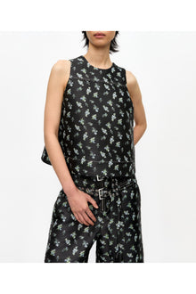 Floral Jacquard Sleeveless Top | Black