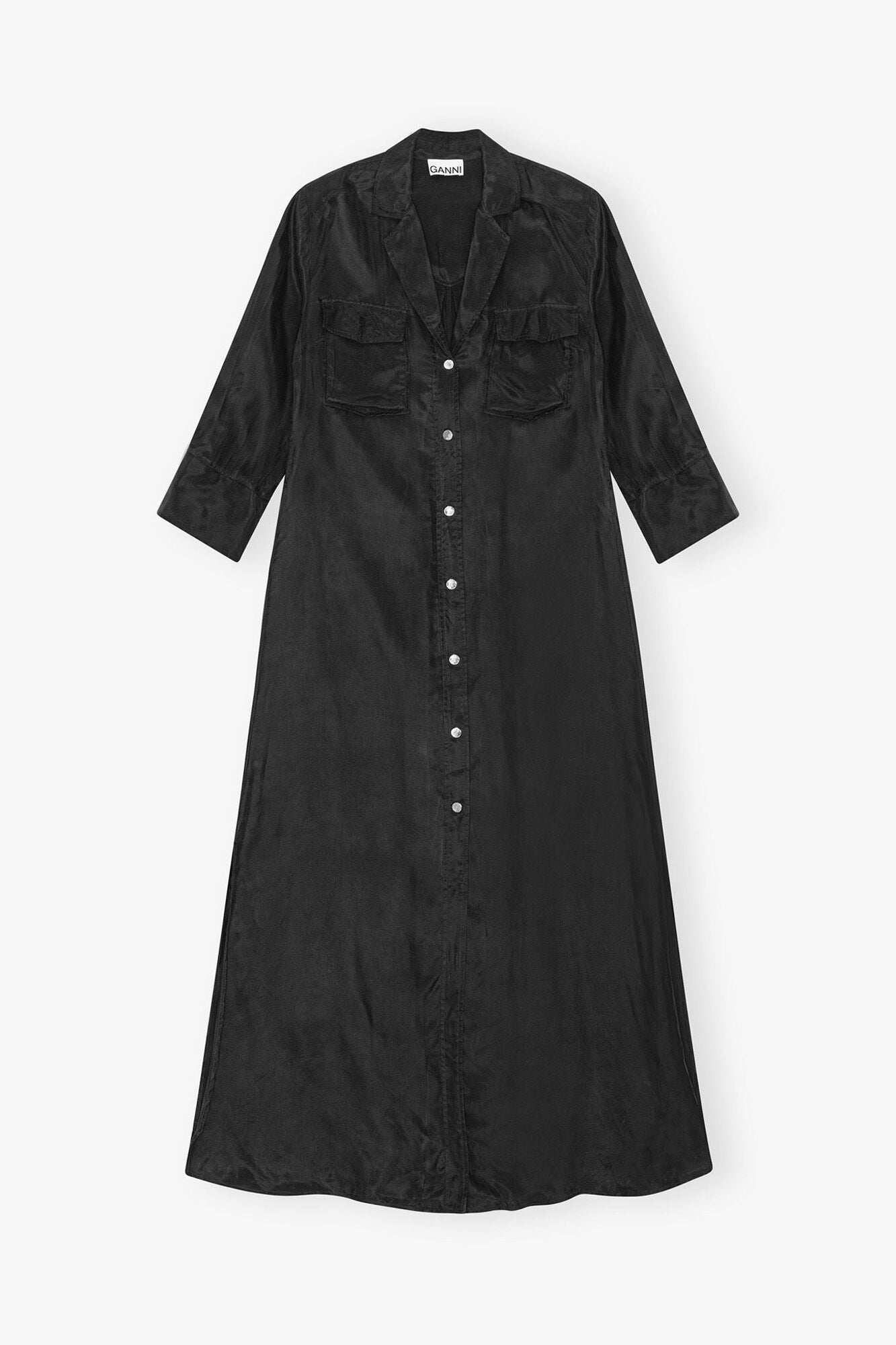 Fluid Cupro Maxi Dress | Black